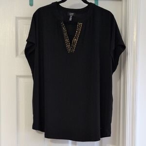 Jones New York Black Tunic with Gold Accents